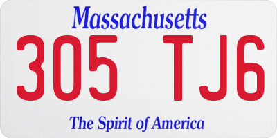 MA license plate 305TJ6