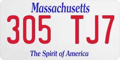 MA license plate 305TJ7