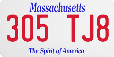 MA license plate 305TJ8