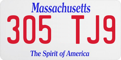 MA license plate 305TJ9