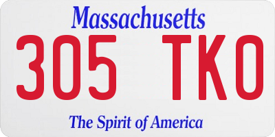 MA license plate 305TK0