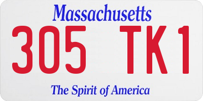 MA license plate 305TK1