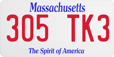 MA license plate 305TK3