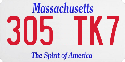 MA license plate 305TK7