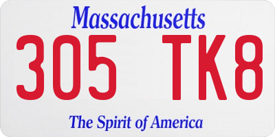 MA license plate 305TK8