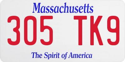 MA license plate 305TK9