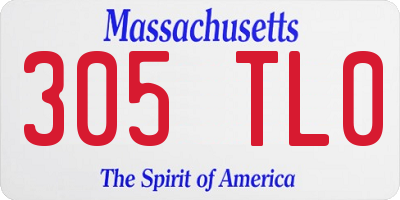 MA license plate 305TL0
