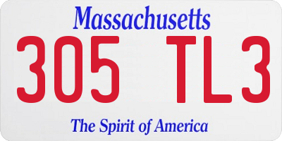 MA license plate 305TL3