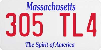 MA license plate 305TL4