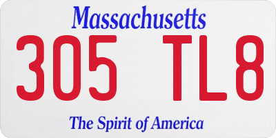 MA license plate 305TL8