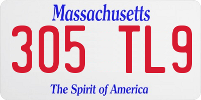 MA license plate 305TL9