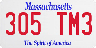 MA license plate 305TM3