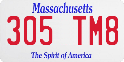 MA license plate 305TM8