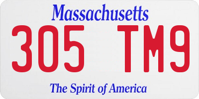 MA license plate 305TM9