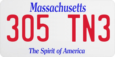 MA license plate 305TN3