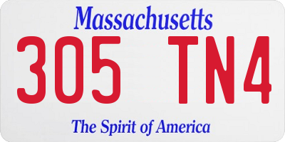 MA license plate 305TN4