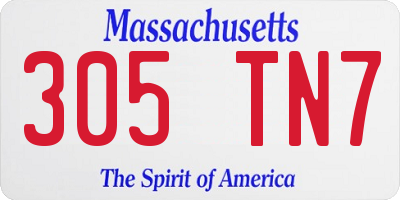 MA license plate 305TN7
