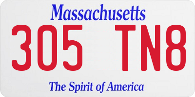 MA license plate 305TN8