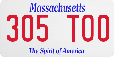 MA license plate 305TO0