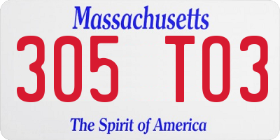 MA license plate 305TO3