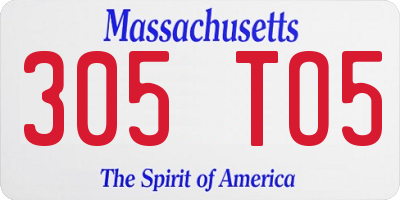 MA license plate 305TO5