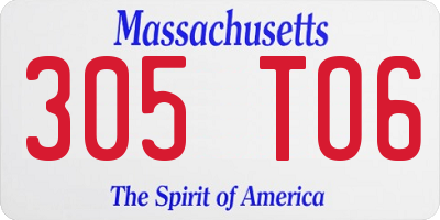 MA license plate 305TO6