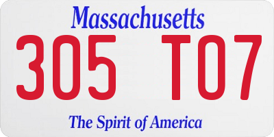 MA license plate 305TO7