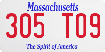 MA license plate 305TO9