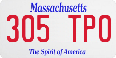 MA license plate 305TP0