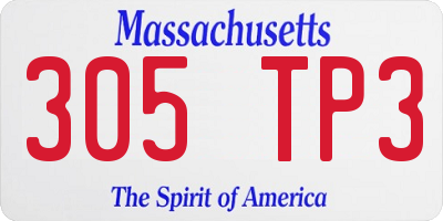 MA license plate 305TP3