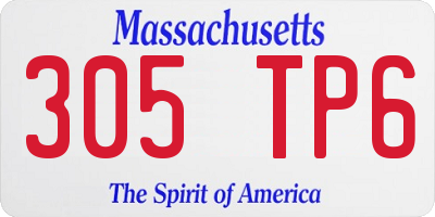 MA license plate 305TP6