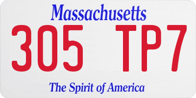 MA license plate 305TP7