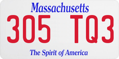 MA license plate 305TQ3