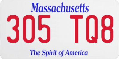 MA license plate 305TQ8
