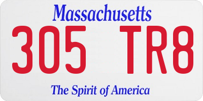 MA license plate 305TR8