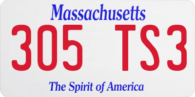 MA license plate 305TS3