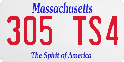 MA license plate 305TS4