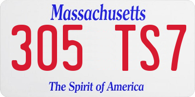 MA license plate 305TS7