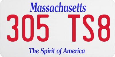 MA license plate 305TS8