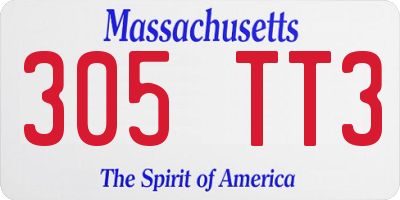 MA license plate 305TT3