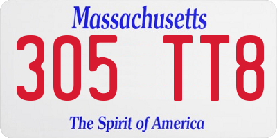 MA license plate 305TT8