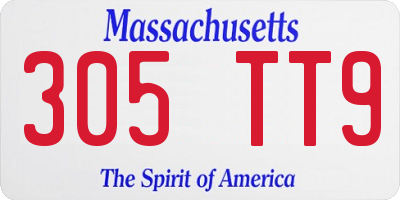 MA license plate 305TT9