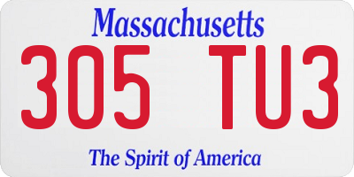 MA license plate 305TU3