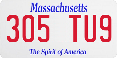 MA license plate 305TU9