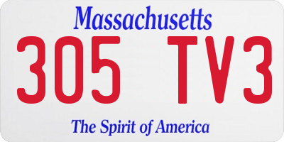 MA license plate 305TV3