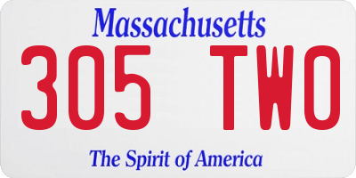 MA license plate 305TW0