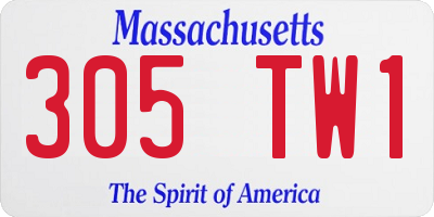 MA license plate 305TW1