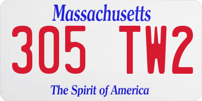 MA license plate 305TW2