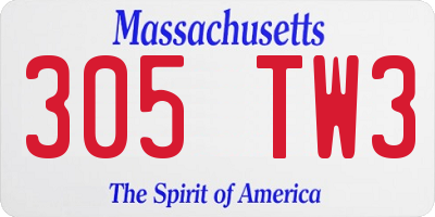 MA license plate 305TW3