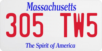 MA license plate 305TW5